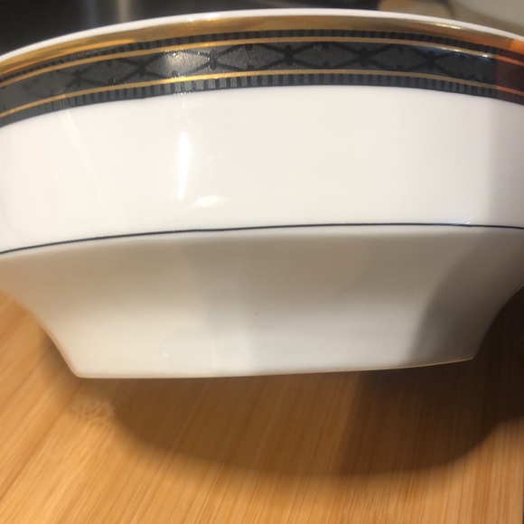 CHRISTOPHER STUART BLACK DRESS OCTAGONAL GOLD TRIM FRUIT DESSERT SAUCE BOWL PLAT - Picture 2 of 12